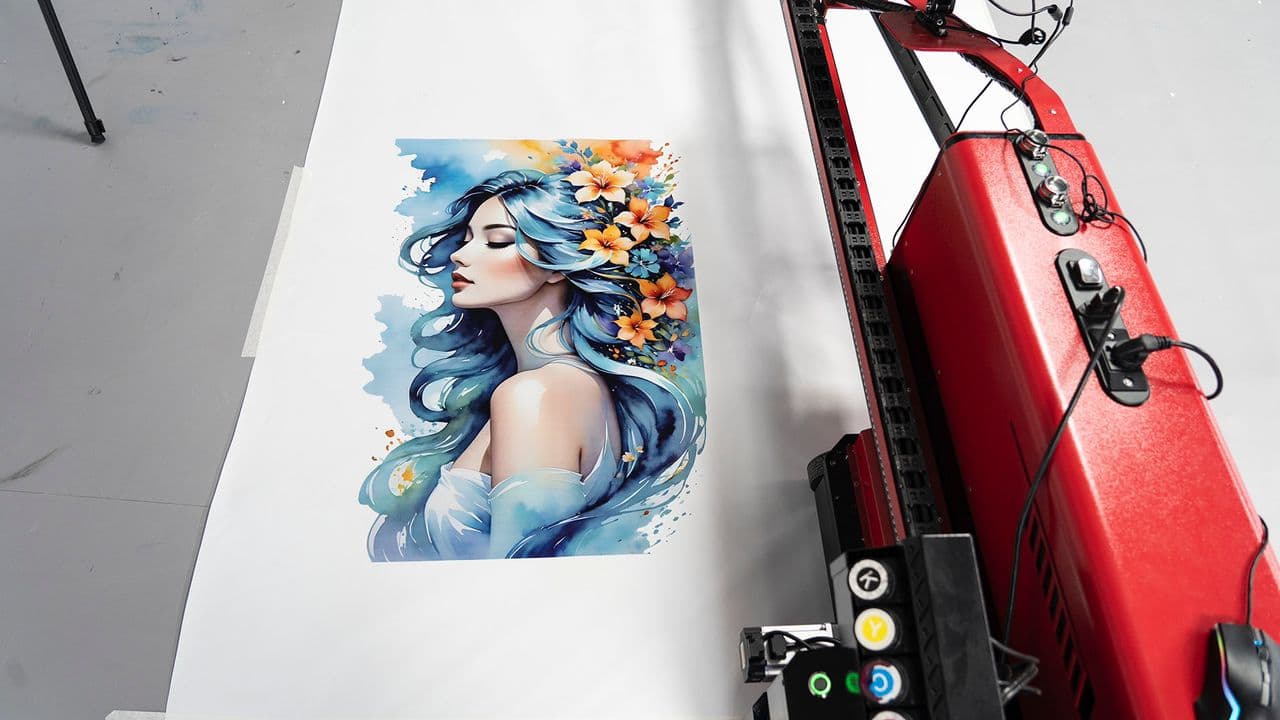 Onze muurprinter tijdens het printen van een kunstwerk