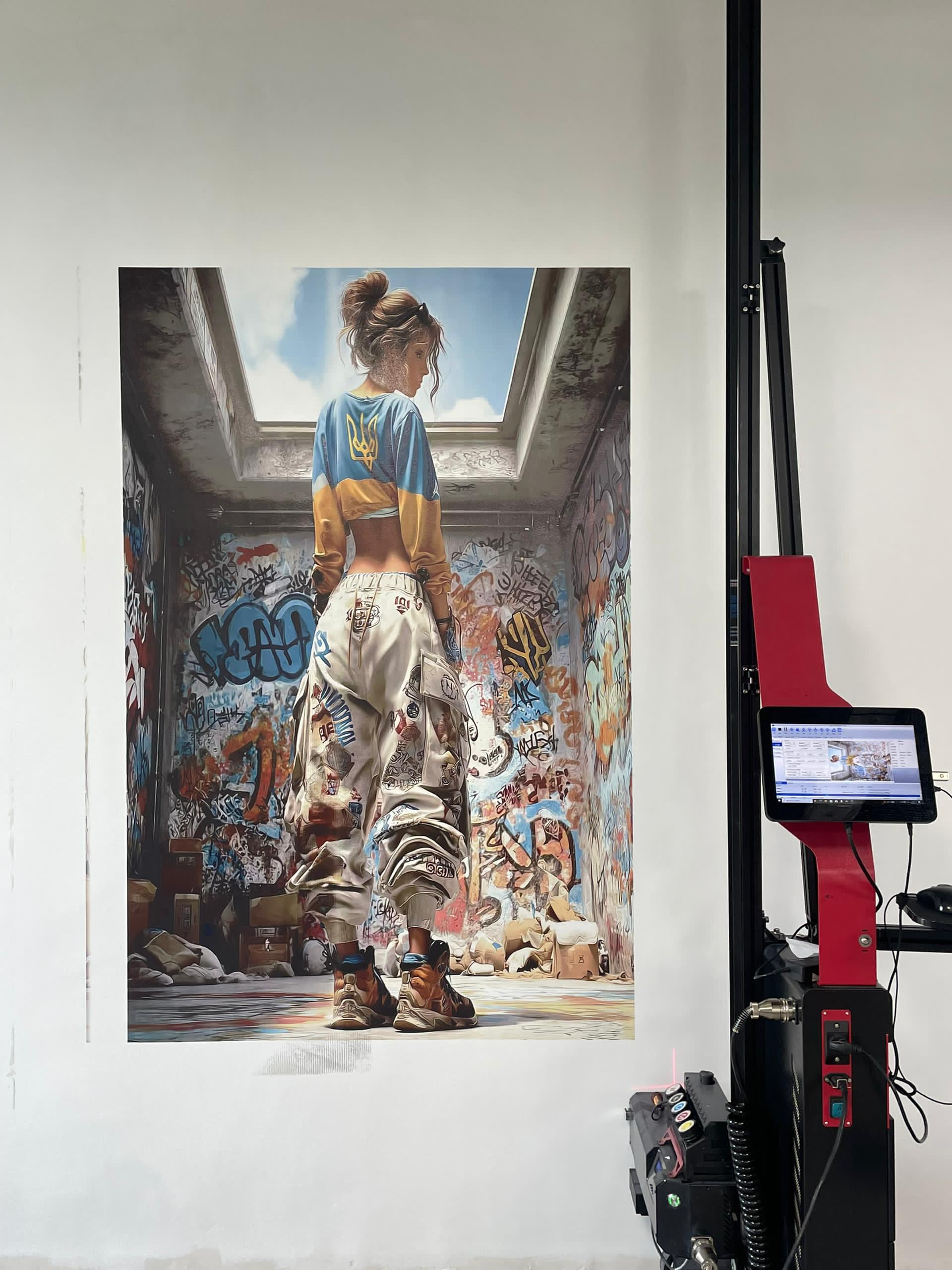 Levensgrote streetwear-print met graffitidecor